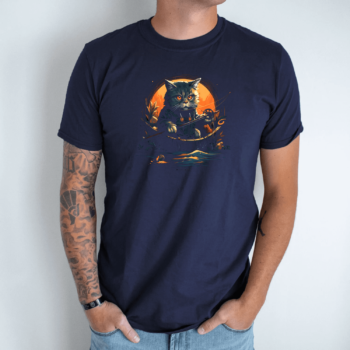 Unisex marškinėliai su spauda „Katinas žvejoja Himalajuose“