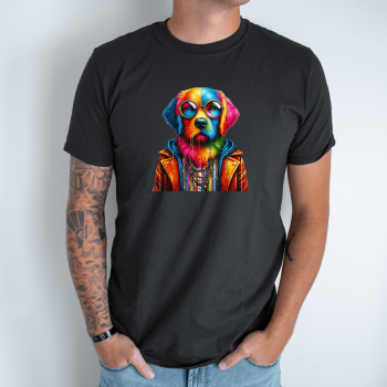 Unisex marškinėliai su spauda „Kietas šuo“