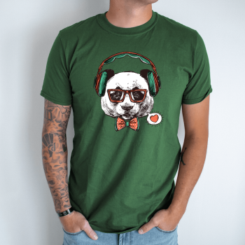 Unisex marškinėliai su spauda „Panda hipsteris“