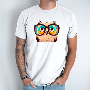 Unisex marškinėliai su spauda „Pelėda hipsteris“