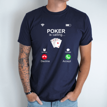 Unisex marškinėliai su spauda „Pokeris skambina“