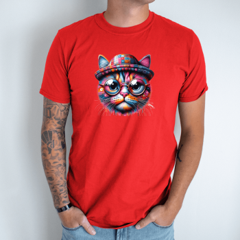 Unisex marškinėliai su spauda „Protingas katinas“