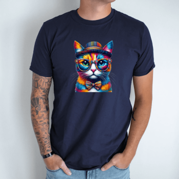 Unisex marškinėliai su spauda „Ryžtingas katinas“