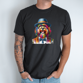 Unisex marškinėliai su spauda „Šuo hipsteris“