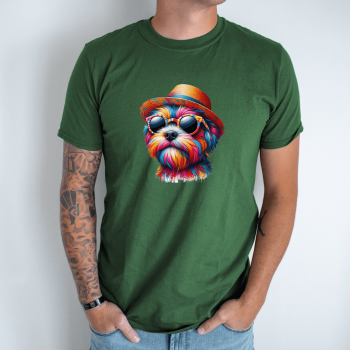 Unisex marškinėliai su spauda „Šuo lepinasi“