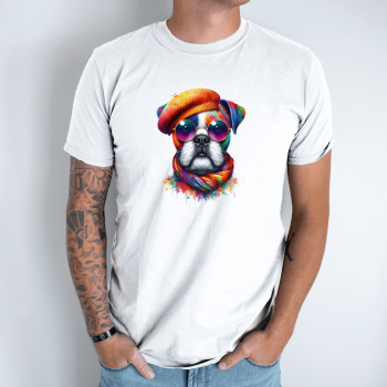 Unisex marškinėliai su spauda „Šuo menininkas“
