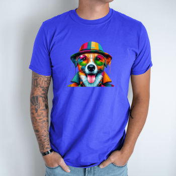 Unisex marškinėliai su spauda „Šuo su panama“