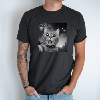 Unisex marškinėliai su spauda „Ufo katinas“