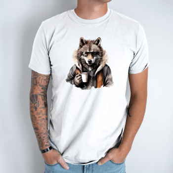 Unisex marškinėliai su spauda „Vilkas hipsteris“