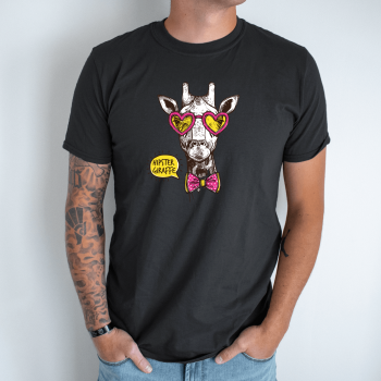 Unisex marškinėliai su spauda „Žirafa hipsteris“