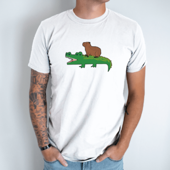 Unisex marškinėliai su spauda „Capybara valdovas“