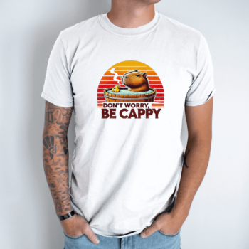 Unisex marškinėliai su spauda „Dont worry, be cappy“