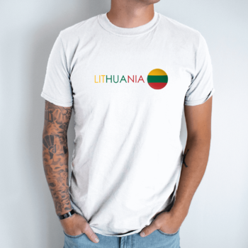 Unisex marškinėliai su spauda „Užrašas Lithuania“