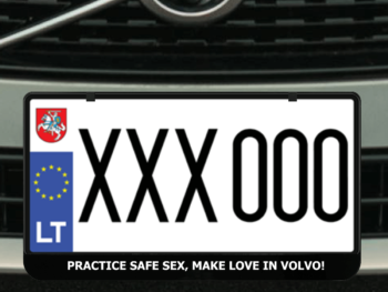 Kvadratinis numerių rėmelis „Make love in Volvo”