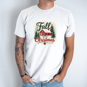 Unisex marškinėliai su spauda „Fall with Christmas“