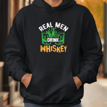 Unisex džemperis su spauda „Real man drink whiskey“