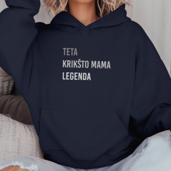 Unisex džemperis su spauda „Teta, krikšto mama, legenda“