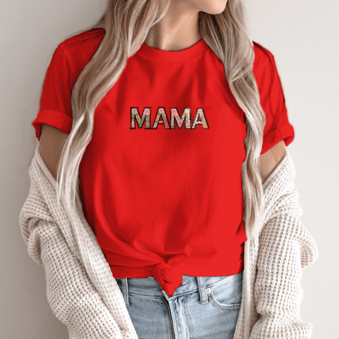 Unisex marškinėliai su spauda „Gėlėta Mama“ - Image 5