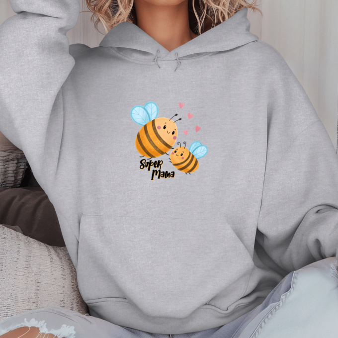 Unisex džemperis su spauda „Bee Super mama“