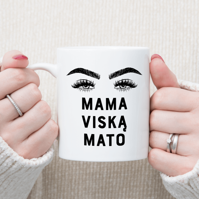 Puodelis „Mama viską mato“