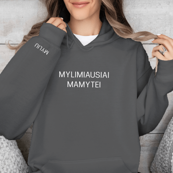 Unisex džemperis su spauda „Mylimiausiai mamytei“ - Image 3