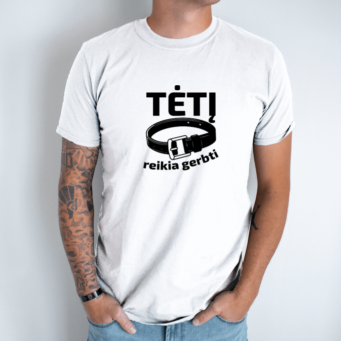 Unisex marškinėliai su spauda „Tėtį reikia gerbti“ - Image 2