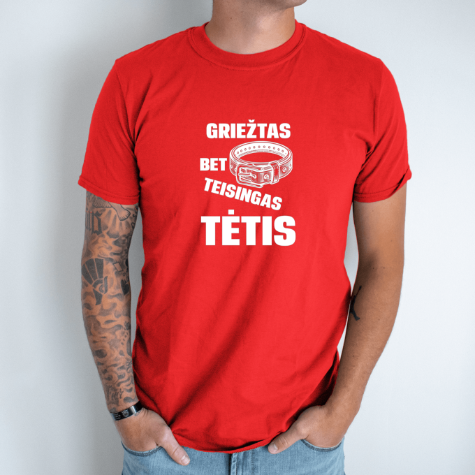 Unisex marškinėliai su spauda „Griežtas, bet teisingas tėtis“ - Image 6